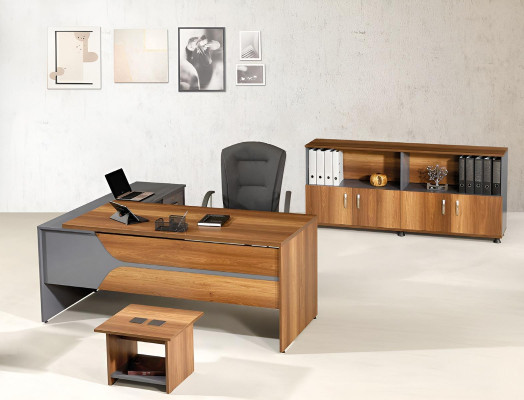 Office furniture gray set 3-piece corner office table Complete Office Wardrobe Wood Group