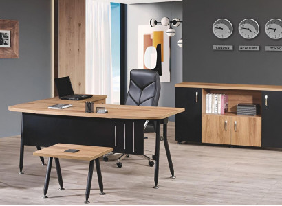 Group Office Corner Office table Study room furniture Wardrobe 3-piece Wood Black Group Office Corner Office table Study room furniture Wardrobe 3-piece Wood Black