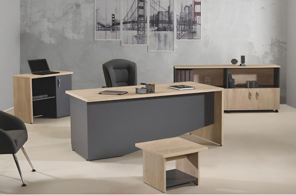 Suite Office furniture Complete Office Desk Set 4pcs Wood Gray Office