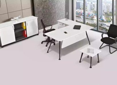 White Corner desk Study room furniture Office cupboard Coffee table Table 3pcs