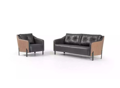 Sofa set three-seater Armchair Textile furniture Study room Seating group Sofa