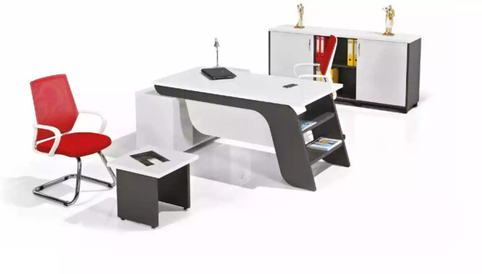 White Office Set Corner desk Office furniture Wardrobe Coffee table 3pcs new