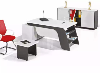 White Office Set Corner desk Office furniture Wardrobe Coffee table 3pcs new