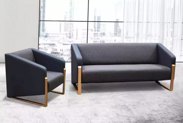 Black Complete e Sofa set Office furniture Textile Seater Three-seater Armchair