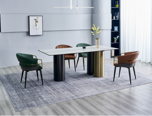 Dining room set Designer Suite Dining table 4x Imitation leather Chairs 5pcs