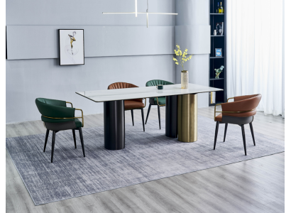 Dining room set Designer Suite Dining table 4x Imitation leather Chairs 5pcs