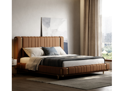 Brown Double bed Luxury Bedroom Bed Modern Beds Wooden frame