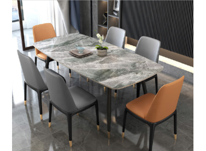 Luxurious Dining table 6x Designer Imitation leather Chairs Stylish Dining set