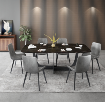 Modern Dining room Suite Rectangular Dining table 6x Imitation leather Chairs