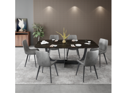 Modern Dining room Suite Rectangular Dining table 6x Imitation leather Chairs