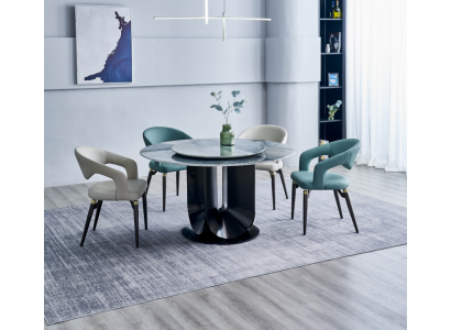 Modern dining set designer round table 4x chairs dining room set 5 pieces
