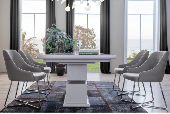 Modern Dining room Set Consists of 5 pieces. Dining table and 4x chairs novelty