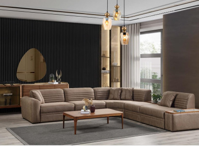 Couch Corner sofa Sofa Imitation leather Brown Upholstered sofa Living room Leather sofa