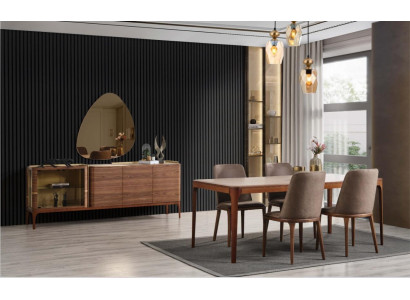 Complete e Dining room Dining set Dining corner Dining table Chairs 9pcs Wood Brown