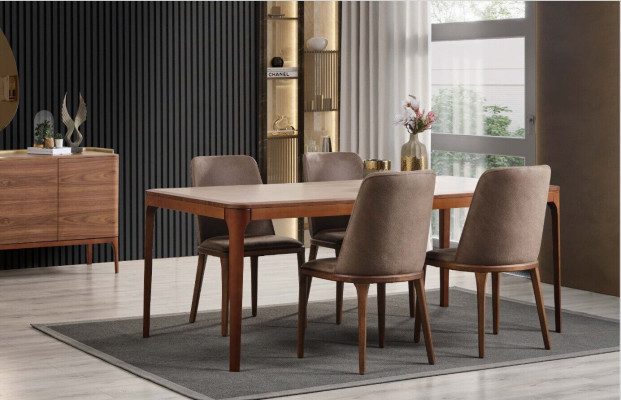 Dining room Group Dining set Dining table Chairs 7pcs Wood Brown