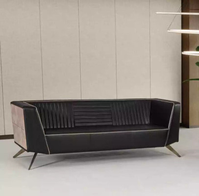 Designer Black Upholstered Sofa Fabric Furniture Study room furniture Office Couch