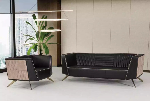 Designer Black Upholstered Sofa Fabric Furniture Study room furniture Office Couch