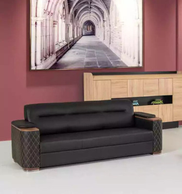 Office furniture three-seater couch black luxury upholstered sofa study room new