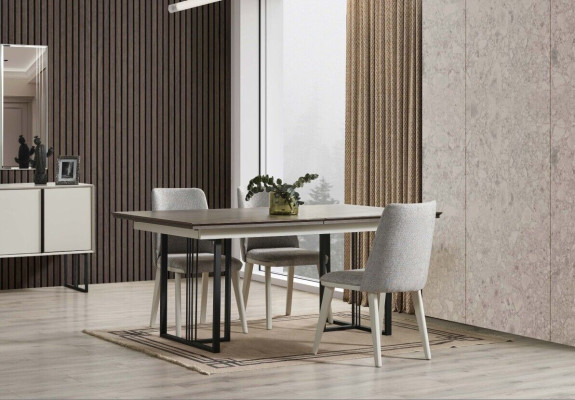 Dining corner Dining set White Dining room Group Dining table Chairs 7pcs Wood