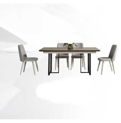 Dining corner Dining set White Dining room Group Dining table Chairs 7pcs Wood