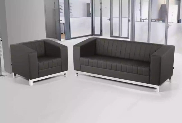 Modern Black Couch Three Seater Upholstered Couch Study Room Furniture Luxury