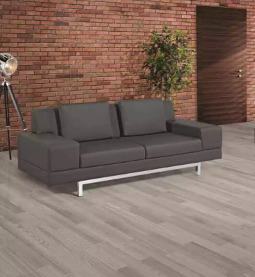Gray Sofa Modern Three Seater Study Room Upholstered Couch Textile Furniture