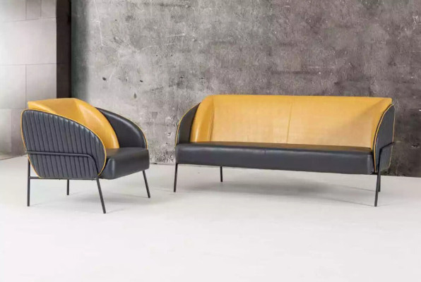 Modern Imitation leather Sofa 3 Seater Study Textile Upholstery Furniture Design