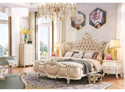 Classic Furniture Bedroom Set Bed 2x Bedside tables Chest of drawers Luxury Set 4pcs