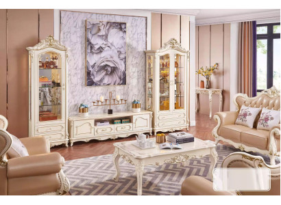 Living room set chic classic furniture TV stand 2x display case coffee table