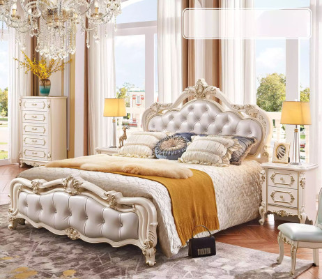 Bedroom Set Bed 2x Bedside tables Dressing table Stool Chest of drawers 6pcs Luxury