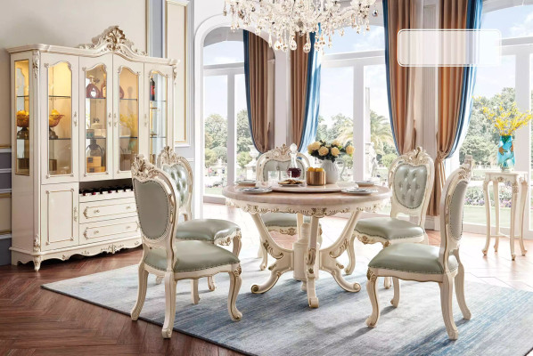 Dining room set 7 pieces wood classic furniture dining table + 6x chairs luxury