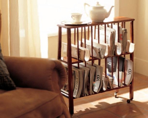 Living room Design Furniture Newspaper Rack Shelf Wood Stand Italian Newspaper