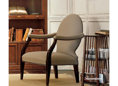 Living room Leaning Chairs Luxury Armchair Chair Wood Brown Italian Furniture Upholstery