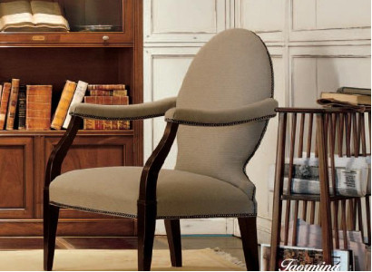 Living room Leaning Chairs Luxury Armchair Chair Wood Brown Italian Furniture Upholstery