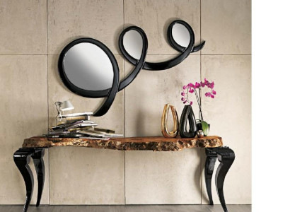 Classic r Designer Real Wood Frame Black Mirror Wall Mirror Furniture Italy