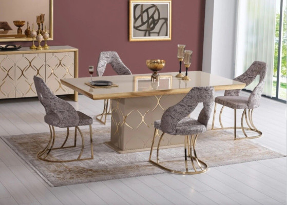 Luxury Dining room Set Dining table 4x Chairs Sideboard Mirror Dining set 7 pieces