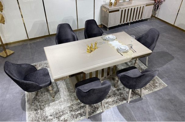 Luxury Dining room Set Dining table + 6x Chairs Designer Set Dining set Suite