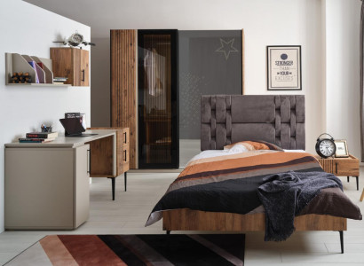 Bedroom Furniture Youth Room Childrens room Bed Wardrobe 4pcs.