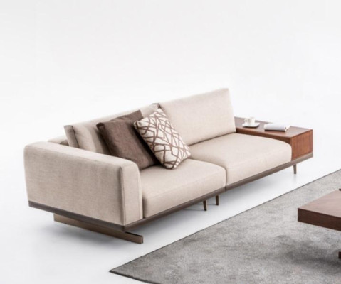 Three Seater Sofa 3 Seater Fabric Sofas Gray Modern Table Living room Couch