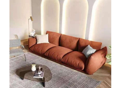 Sofa 3 Seater Textile Wood Modern Brown Sofa Upholstery Couch Luxury new Sofa