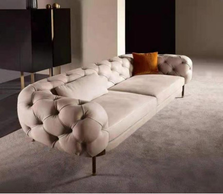Sofa 3 Seater luxurious Beige Upholstery Sofas Design Imitation leather new Modern