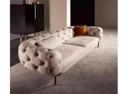 Sofa 3 Seater luxurious Beige Upholstery Sofas Design Imitation leather new Modern