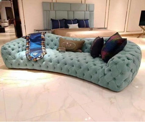 Sofa 3 Seater Chesterfield Green Upholstery Sofas Design Imitation leather new Modern