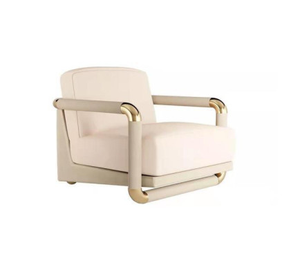 Stylish Armchair Beige Armchair TV Couch 1 Seater Sofa Textile Fabric