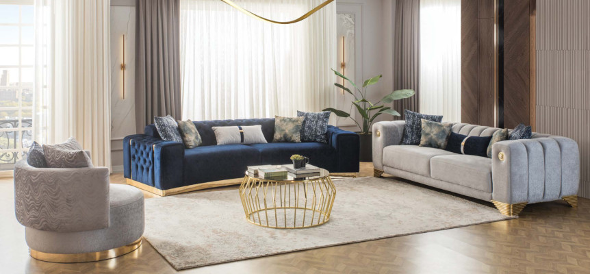Upholstered sofa x2 3-Seater Sofas Textile Seat Design Sofas Modern new