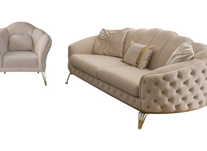 Living room Complete 3-piece modern three-seater sofa couch luxury 2x armchair
