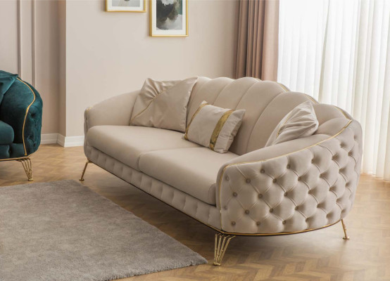 Living room Complete 3-piece modern three-seater sofa couch luxury 2x armchair