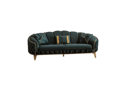 Modern Chesterfield Green Sofa 3 Seat Couches Three Seater New Textile Metal