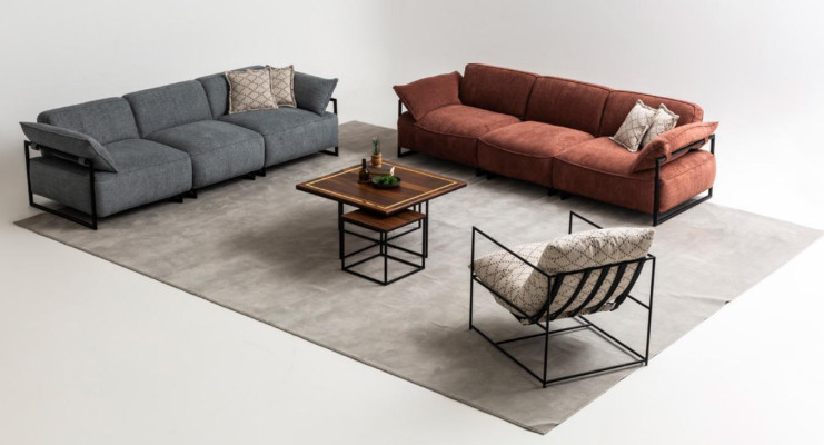 Luxurious sofa set 2x four seater designer armchair living room sofas