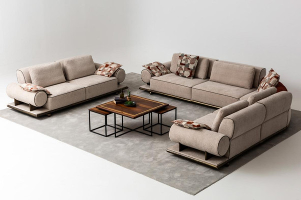 Fabric sofa Couch Living landscape Corner Design Modern Sofa Corner sofa L-shape Beige new